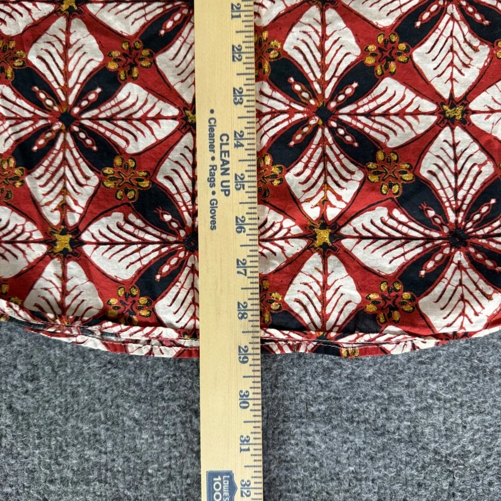 J.Crew Mens Classic Cotton Batik Floral Short‎ Sleeve Button Up Red Large Casual